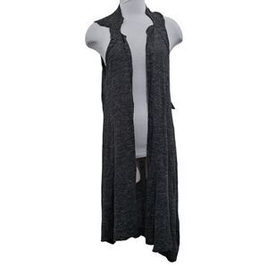 Free People Open Front Slouchy Layering Minimalist Boho Maxi Vest Small Charcoal